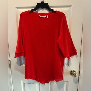 Soft Surroundings Siesta Key Tropical Red Gauze Cotton Tunic Woman Size Medium